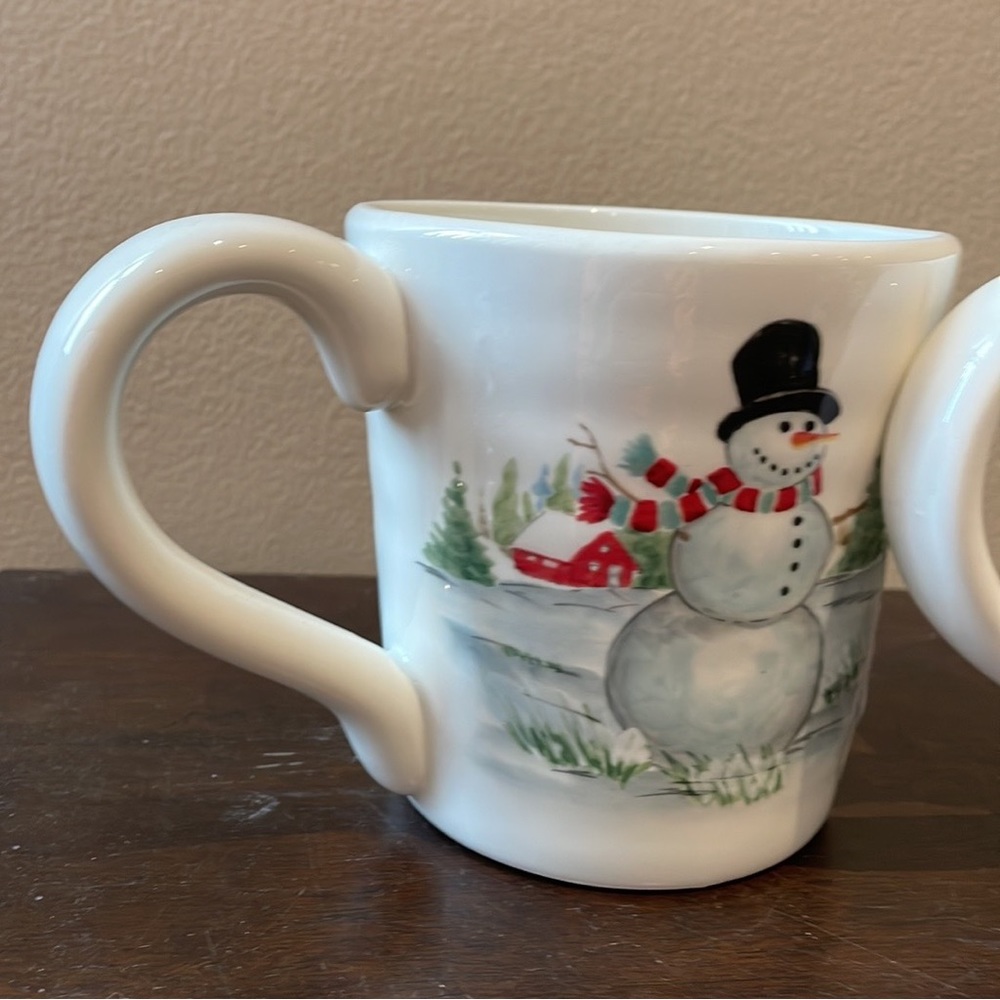 Maxcera Coffee Mugs Set Of 2 Cups New Christmas Trees Snowman Family - Picture 2 of 6